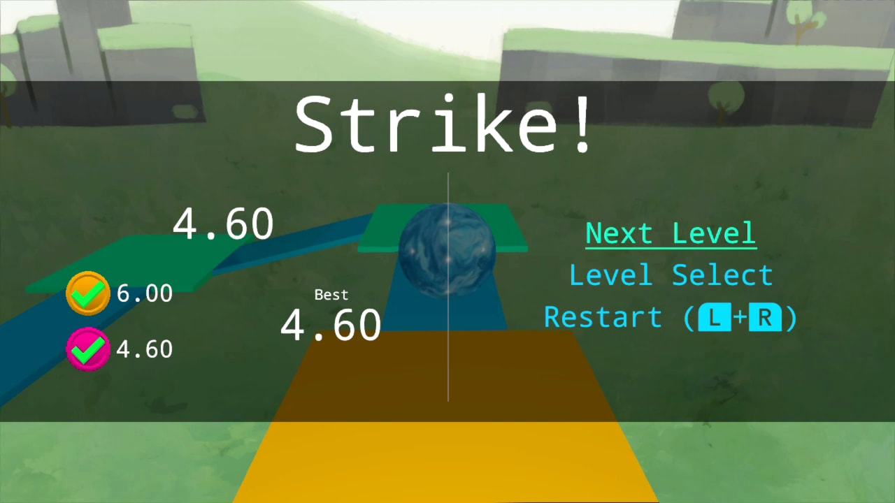 Strike! screen with times to beat